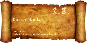 Kozma Bartal névjegykártya